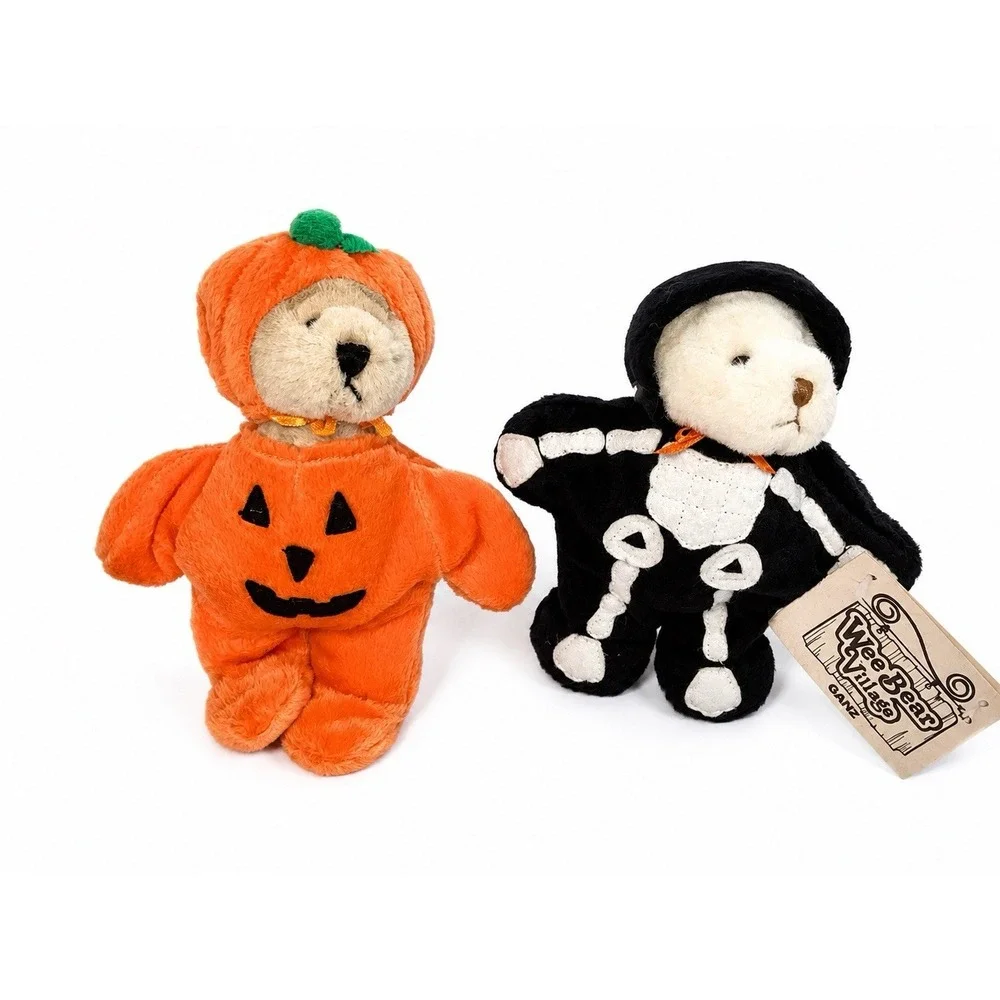 3 Wee Village Ganz Pumpkinhead - Bones- Soft Spots Pumpkin So Cute !